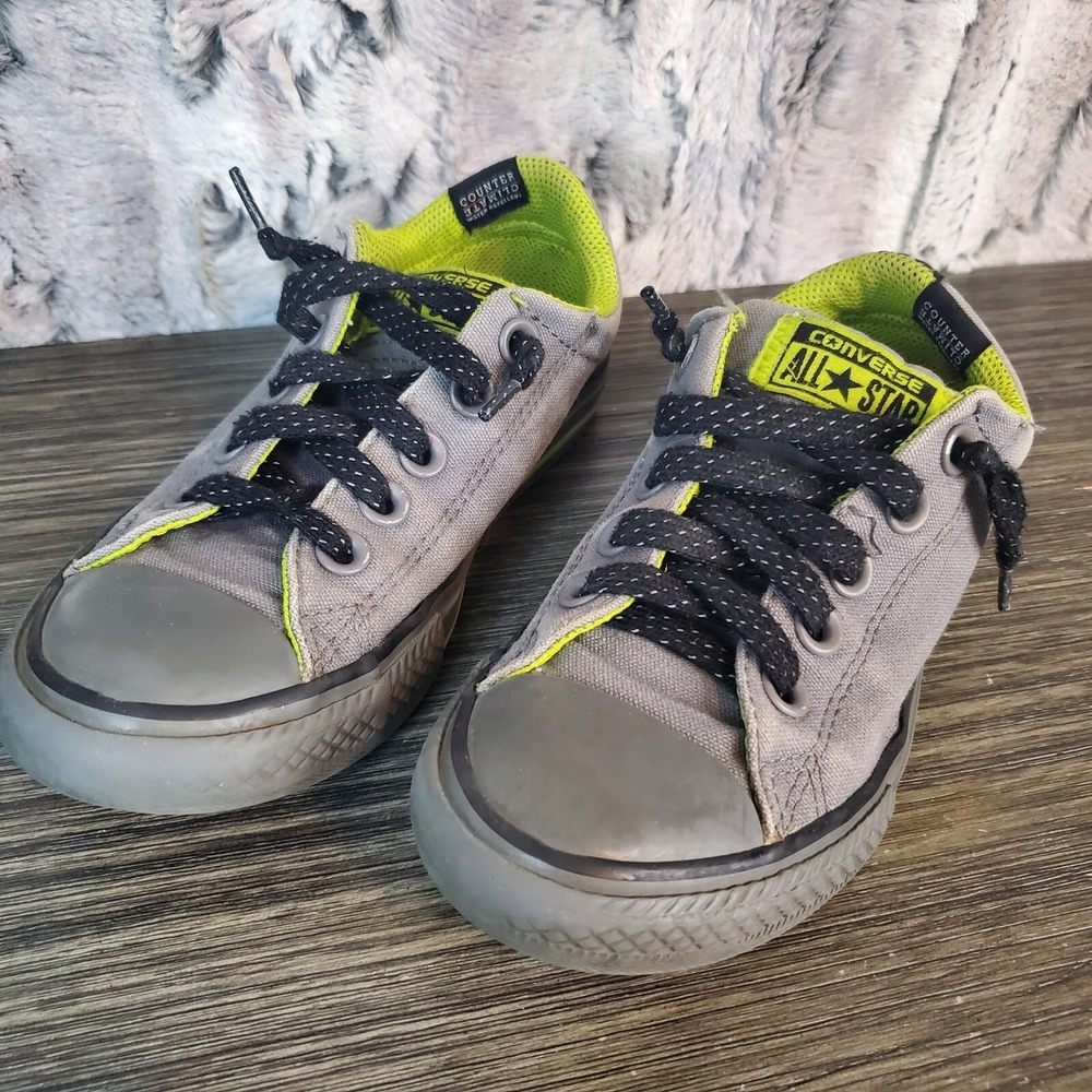 Converse Chuck Taylor Kids Street Slip Mason/Bold Lime Slip on‎ Shoes Sz 13